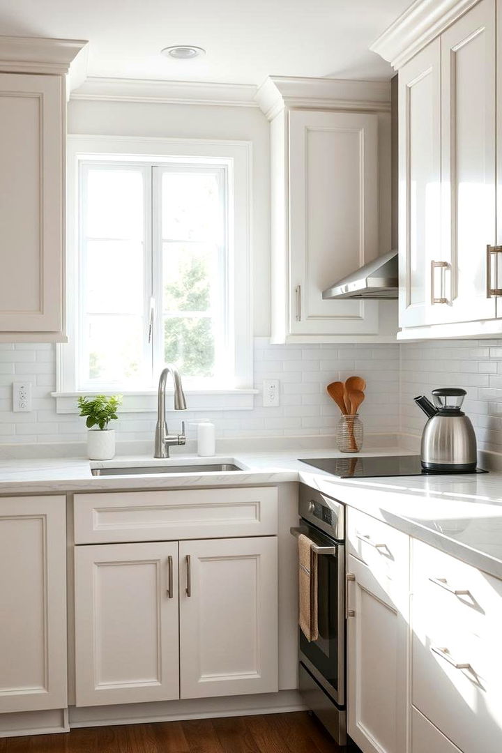 Crisp Countertops for Durability and Style - 22 Small White Kitchen Ideas