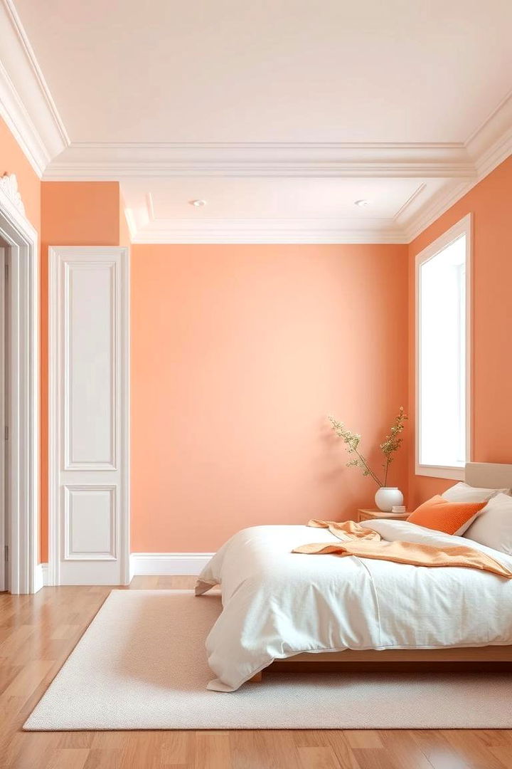 Crisp Peach with White Trims - 22 Peach Bedroom Ideas
