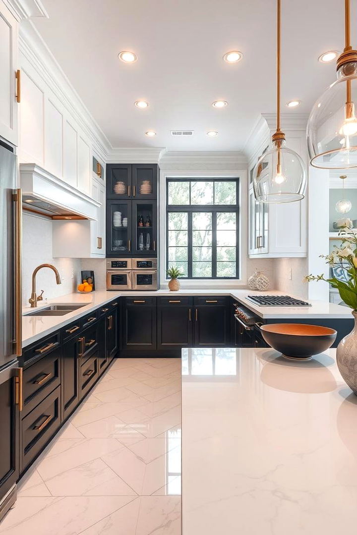 Crisp White Countertops - 22 black white and gold kitchen ideas