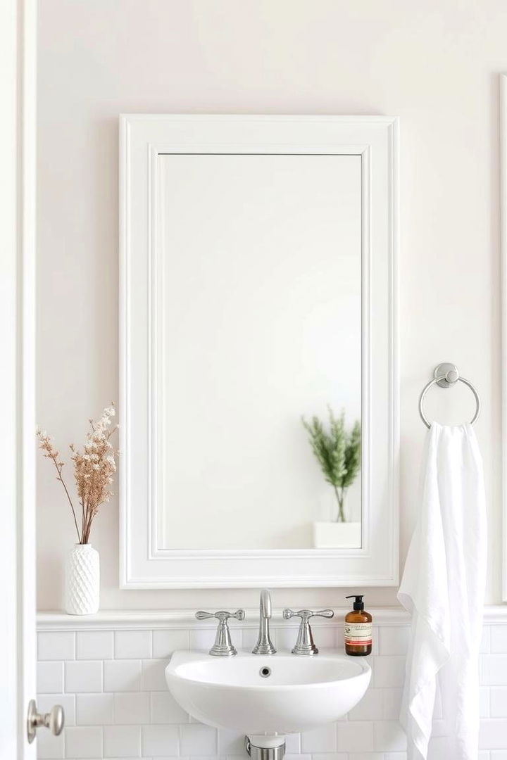 Crisp White Frames - 22 Farmhouse Bathroom Mirrors Ideas