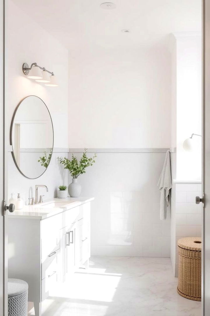 Crisp White Vanities - 22 Grey and White Bathroom Ideas