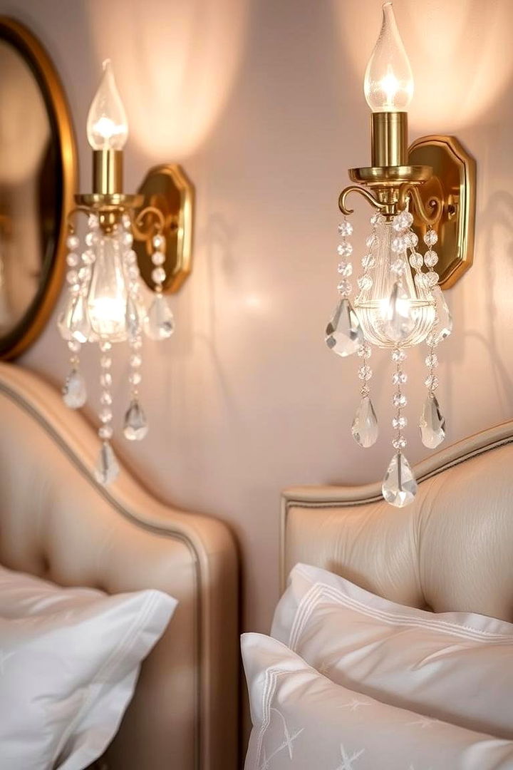 Crystal Accented Sconces Sparkling Elegance and Glamour - 22 Bedroom Wall Sconce Ideas