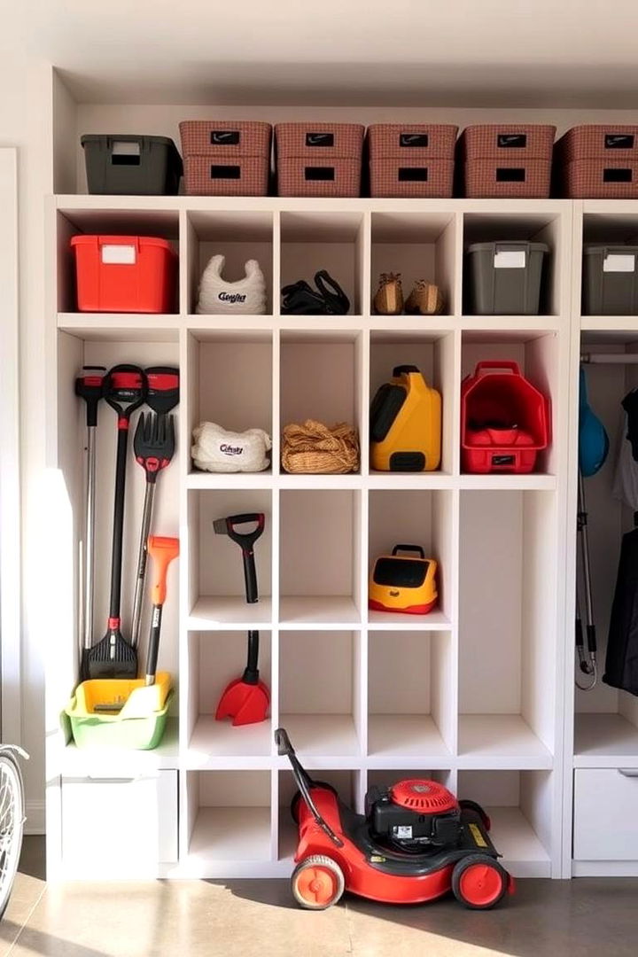 Cubbie Organizer for Mowers - 22 Lawn Mower Storage Ideas