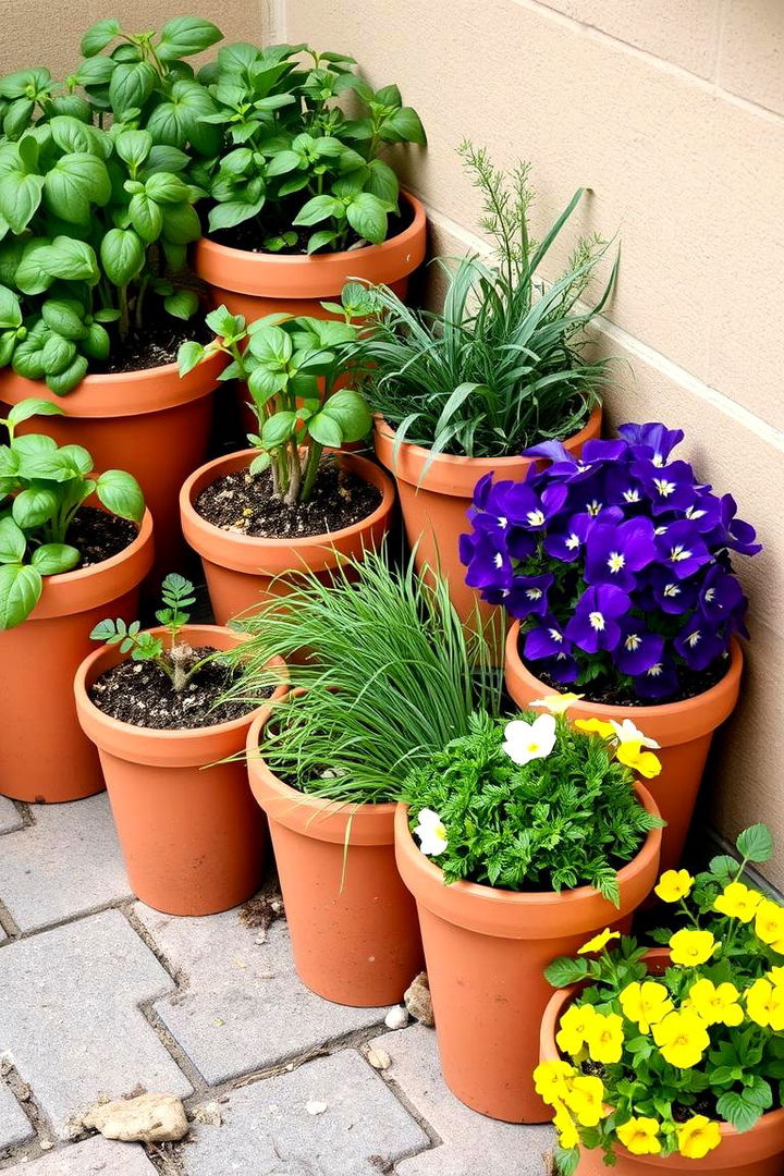 Culinary and Floral Fusion Garden - 22 Corner Garden Ideas With Pots