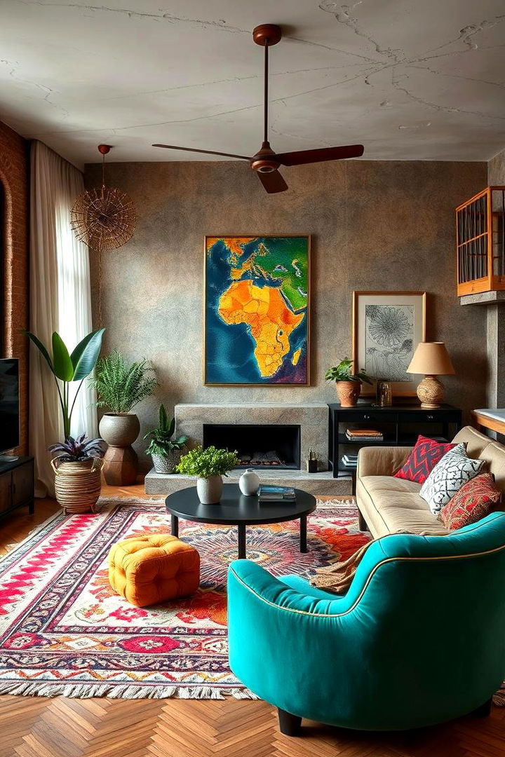 Cultural Fusion Designs for Global Inspiration - 22 Black Boho Living Room Ideas