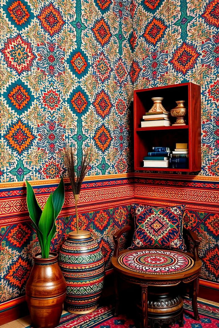 Cultural and Ethnic Motifs - 22 Living Room Wallpaper Ideas