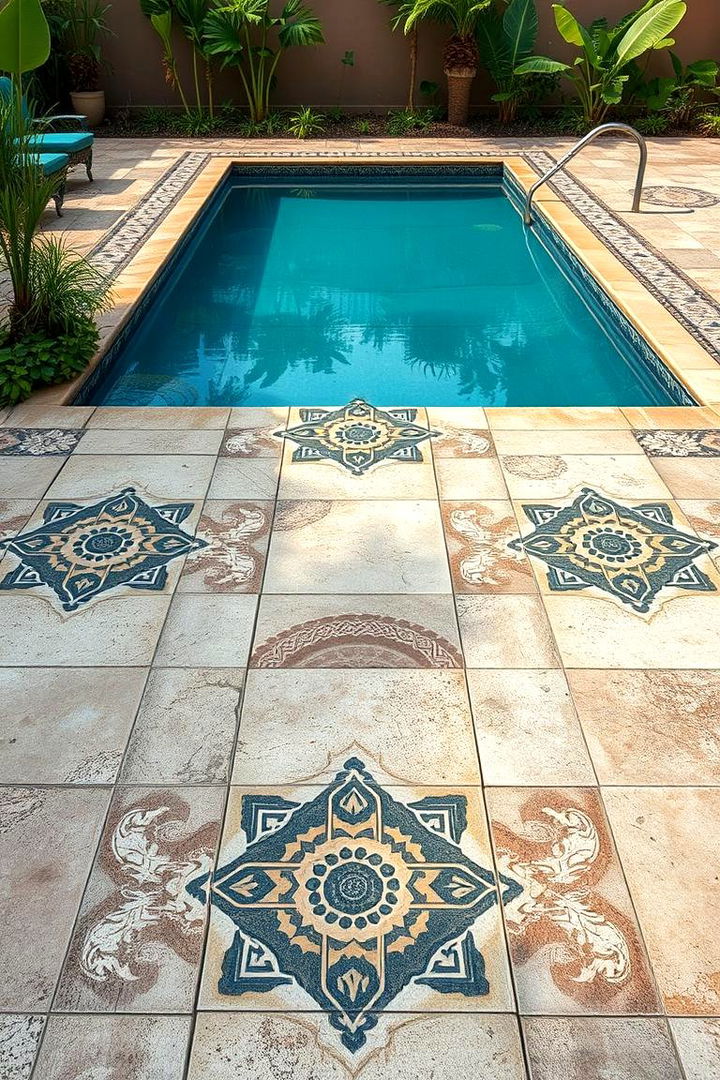 Culturally Inspired Motifs for a Global Feel - 22 Concrete Pavers Around Pool Ideas