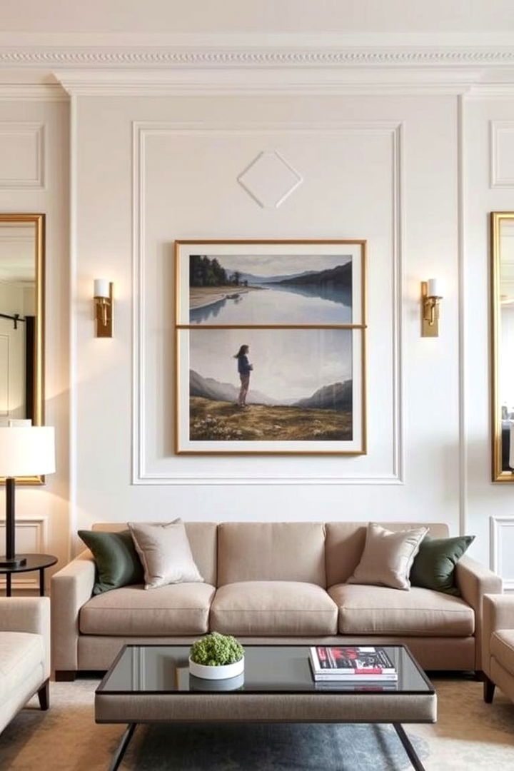 Curated Artwork Display - 22 Dulux Egyptian Cotton Living Room Ideas