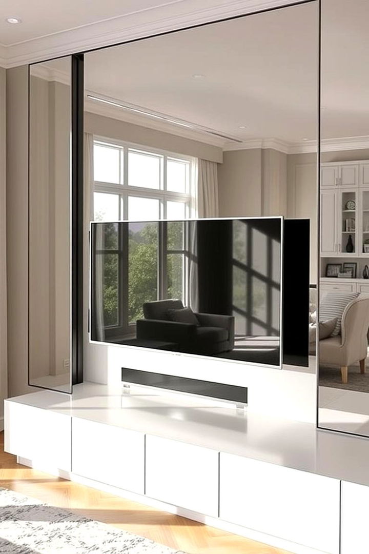 Curated Display with Mirrors - 22 Tv Wall Ideas