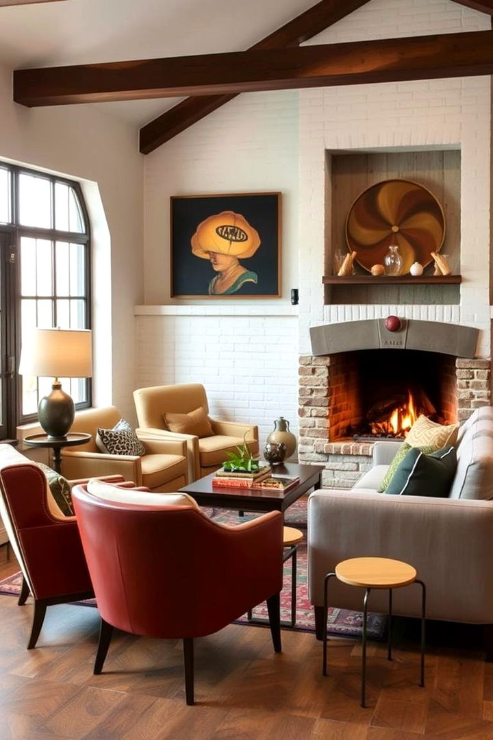 Curated Eclectic Vintage Modern Fusion - 22 Fireplace Seating Ideas