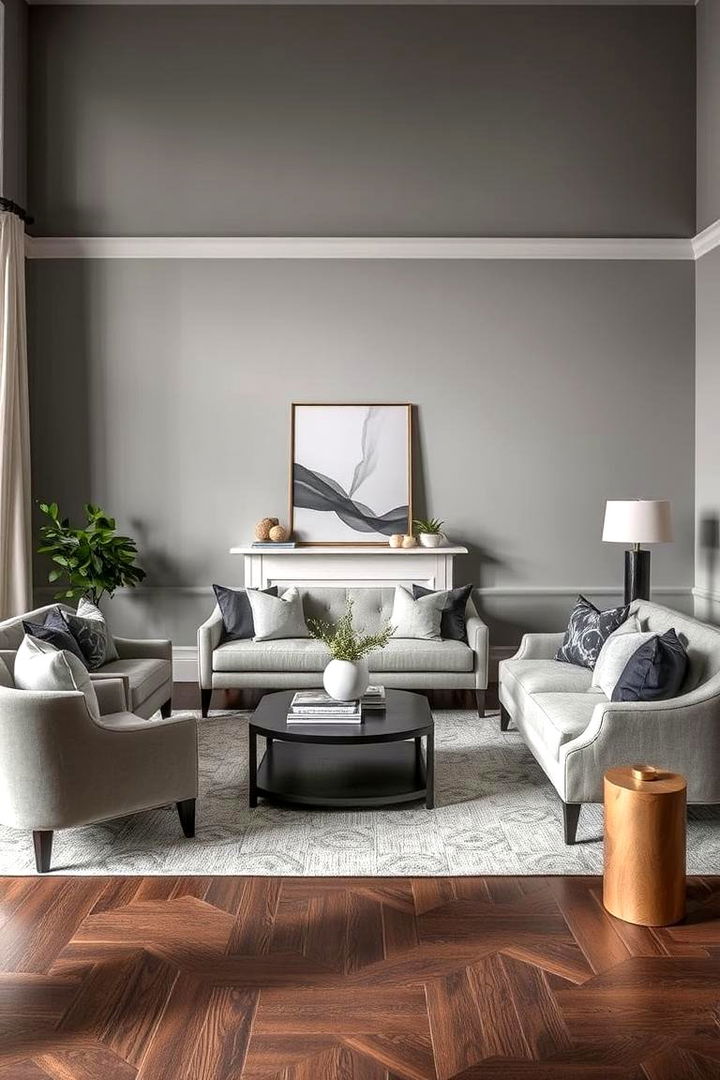 Curated Furniture Selections - 22 Grey Living Room With Dark Wood Floors