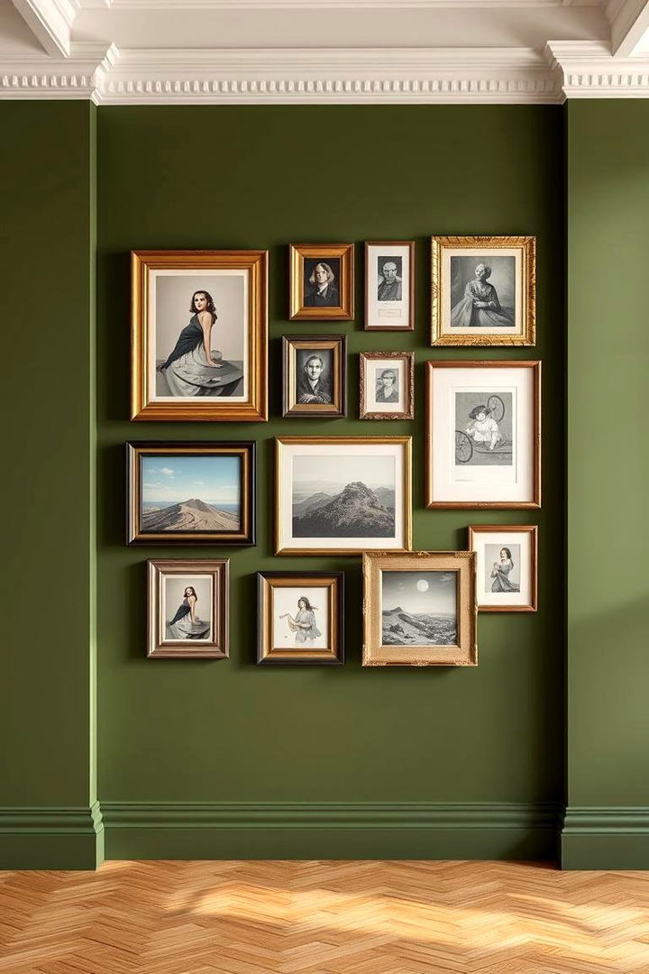 Curated Gallery Wall - 22 Olive Green Accent Wall Ideas