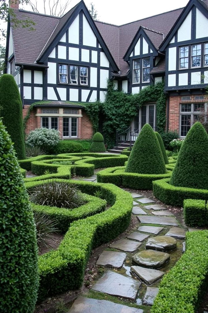 Curated Sculpted Gardens Complementing the Exterior - 22 Modern Tudor Exterior Inspiration