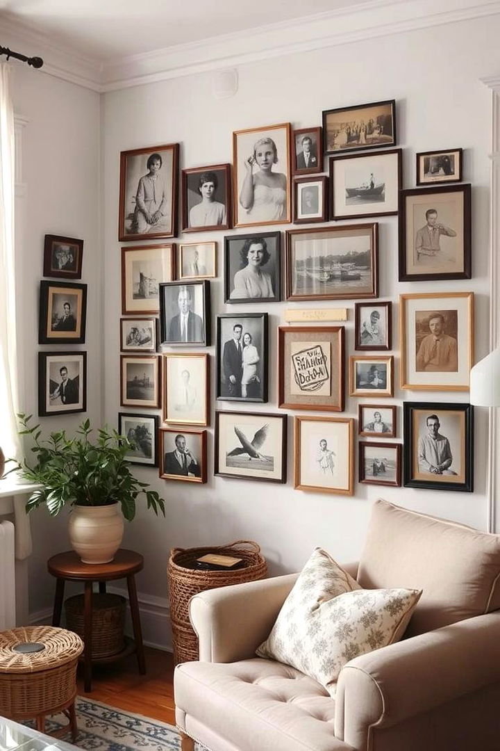 Curated Vintage Gallery Walls - 22 Black and White Boho Living Room Ideas
