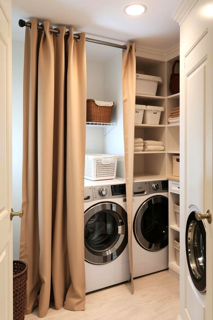 Curtains with Hidden Storage - 22 Laundry Room Curtain Ideas