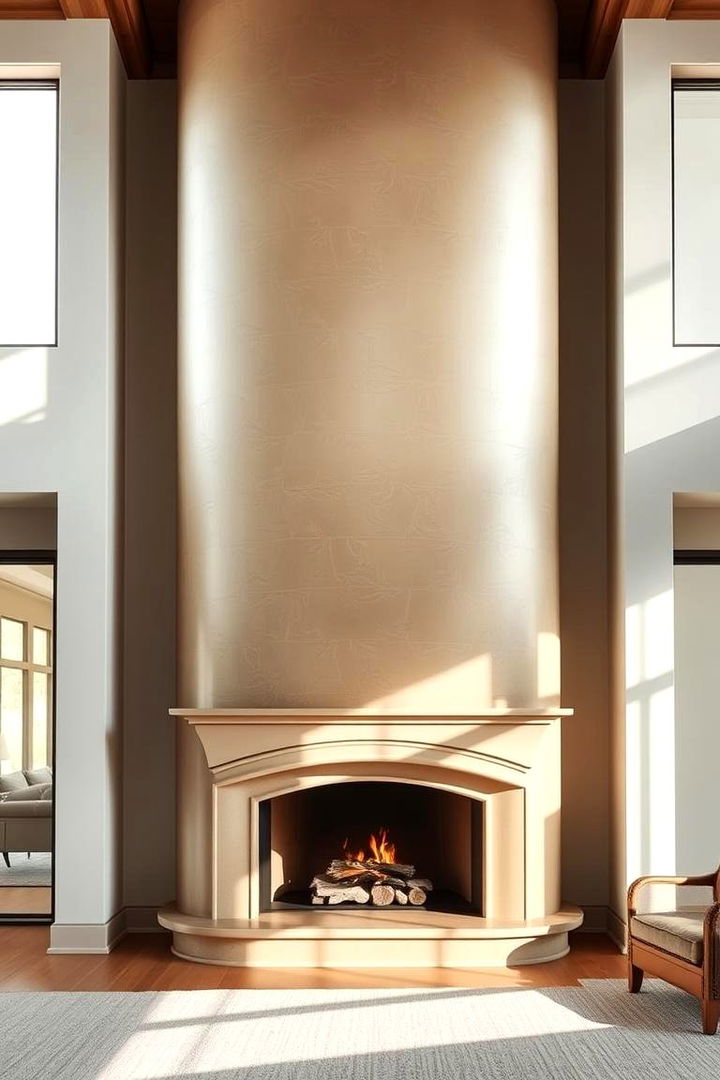 Curved Architectural Grace - 22 Two-story Fireplace Ideas