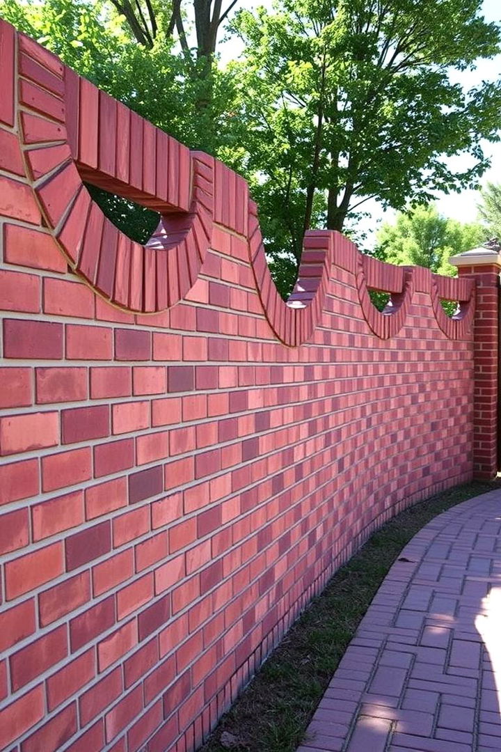 Curved Brick Fence for Uniqueness - 22 Brick Fence Ideas