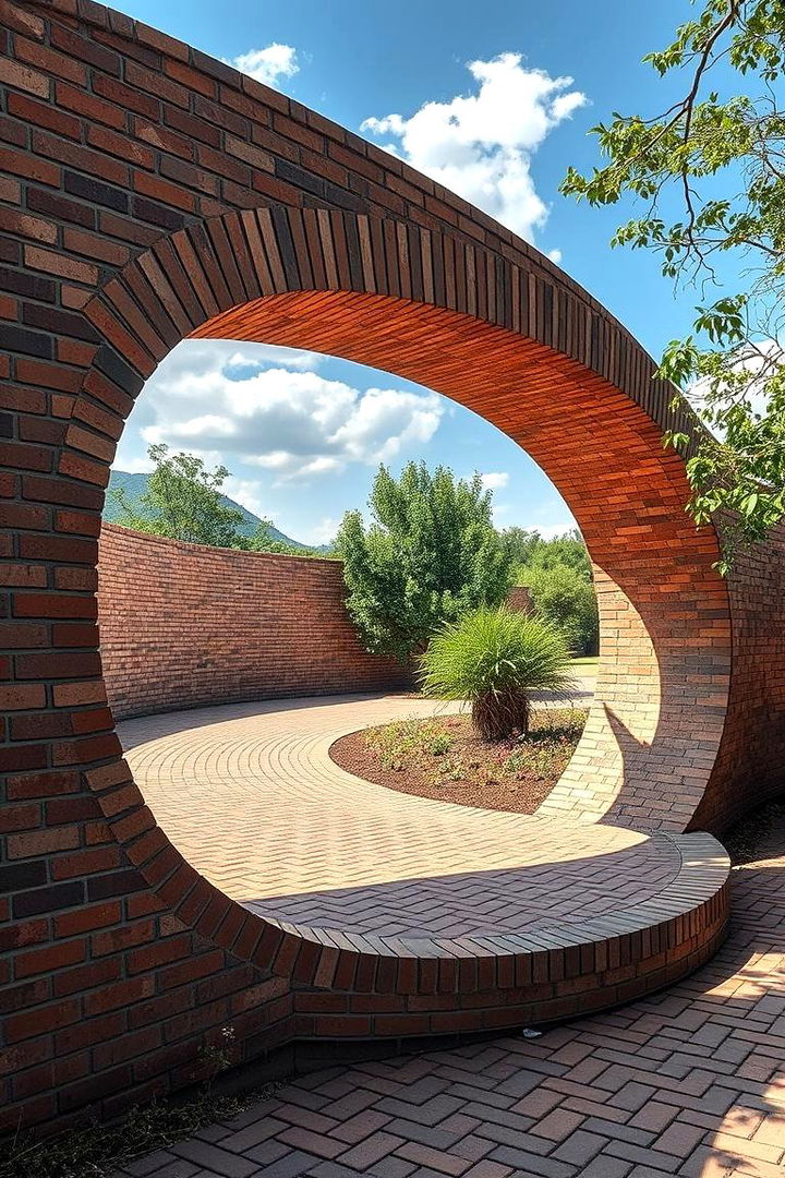 Curved Brick Frontage - 22 Front Yard Brick Fence Ideas