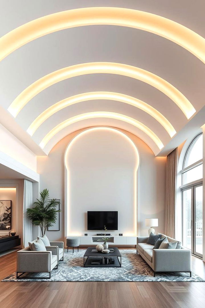 Curved Ceiling Aesthetics - 22 Living Room False Ceiling Design Ideas