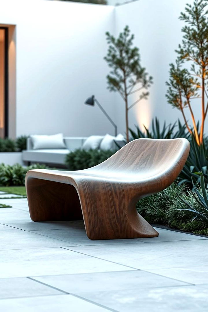 Curved Contemporary Garden Bench - 22 Garden Bench Ideas
