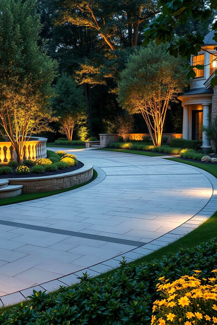 Curved Driveway with Elegant Flair - 22 Driveway Landscape Ideas
