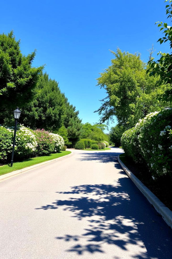 Curved Driveway with Lush Greenery - 22 driveway entrance ideas
