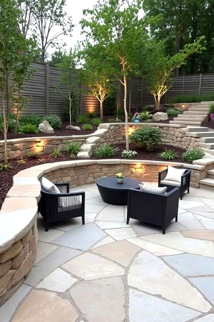 Curved Edge Stone Patio Design - 22 Stone Patio Ideas