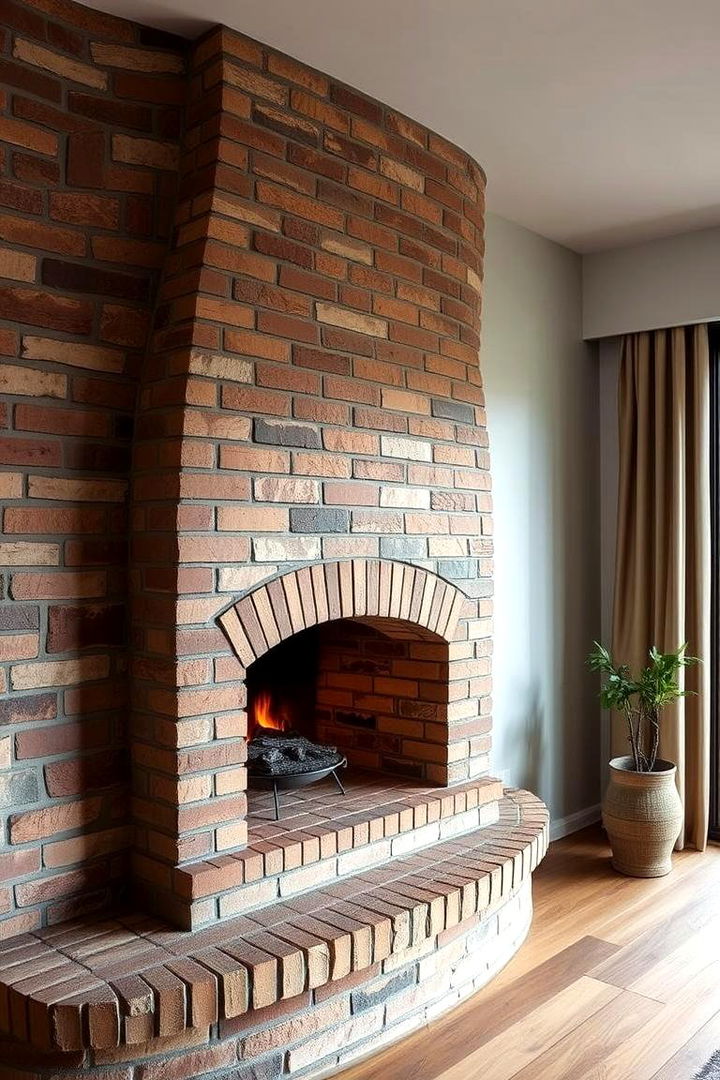 Curved Fireplace Elegance - 22 Rustic Brick Fireplace Ideas
