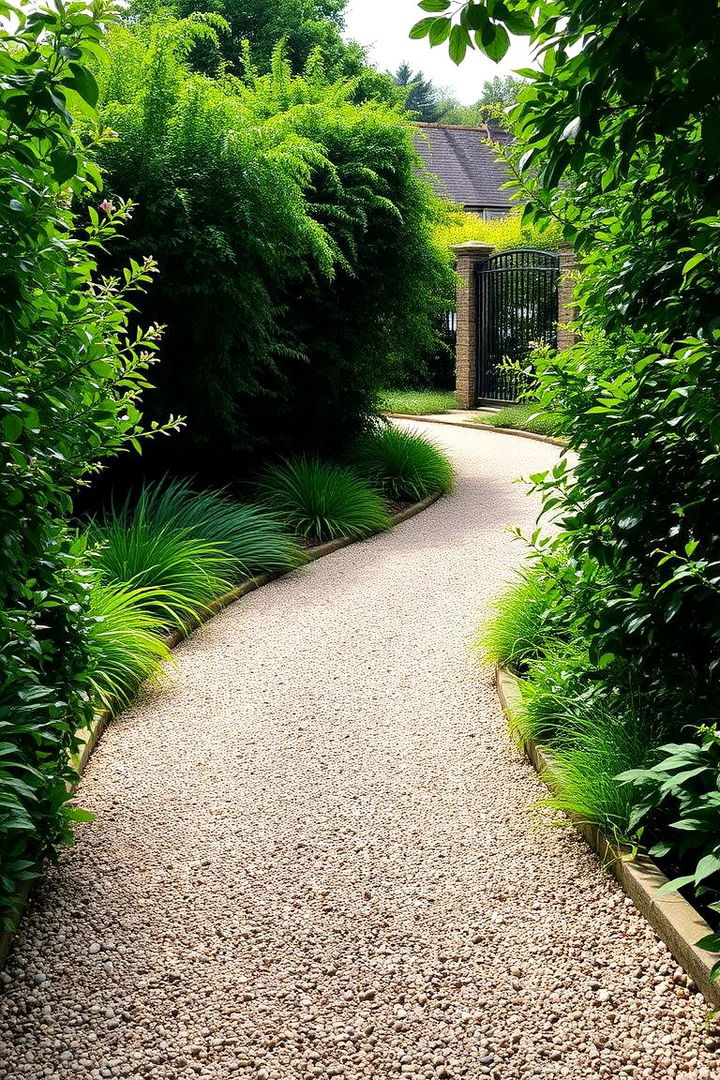 Curved Flowing Pathway - 22 Pea Gravel Walkway Ideas
