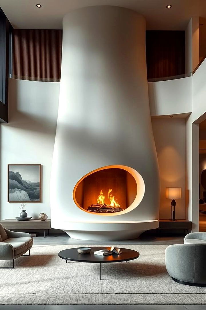 Curved Free form Designs - 22 Off-center Fireplace Ideas