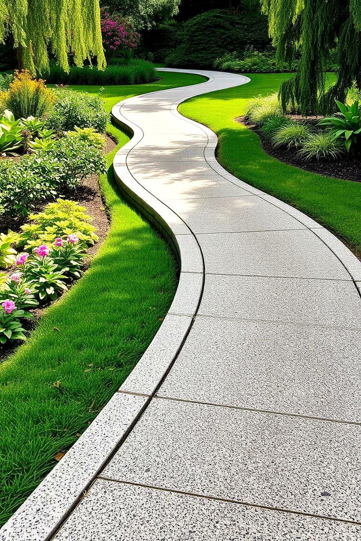 Curved Garden Retreat Walkway - 22 Granite Walkway Ideas
