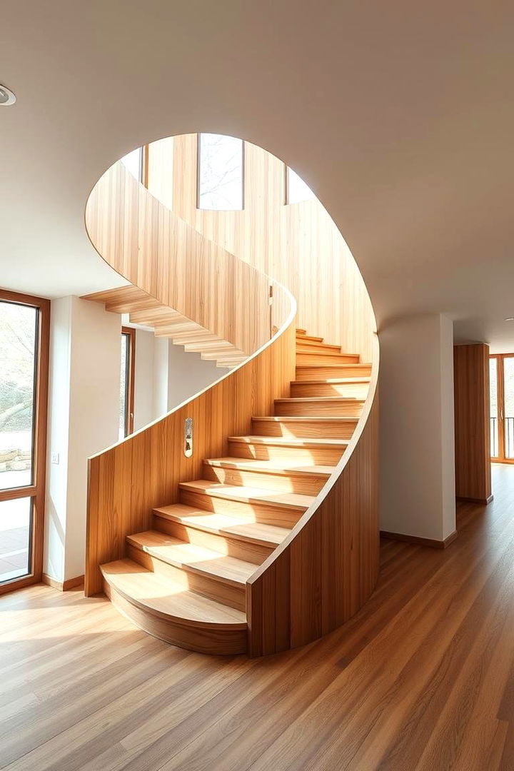Curved Grace - 22 White Oak Staircase Ideas