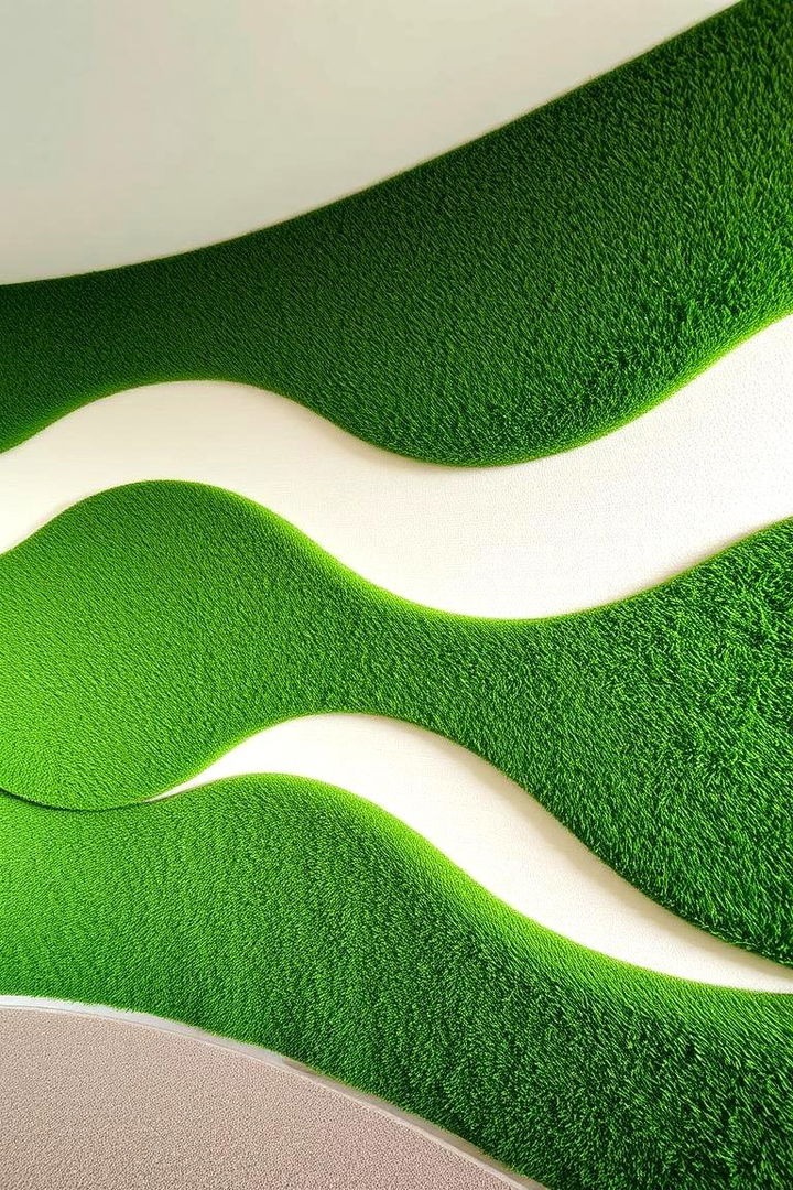 Curved Green Contours - 22 Artificial Grass Wall Design Ideas