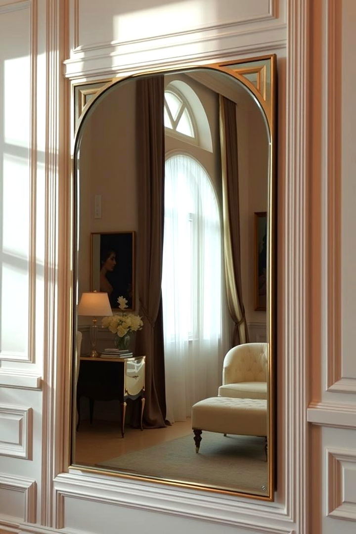 Curved Mirror for Soft Elegance - 22 Living Room Mirror Ideas