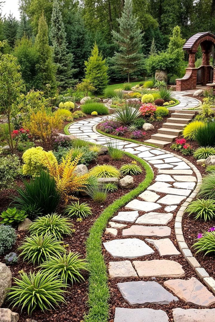 Curved Path Garden - 22 Backyard Oasis Ideas