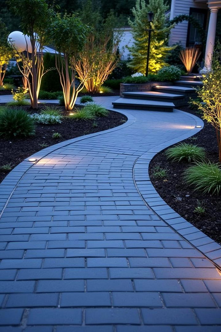 Curved Pathway Design - 22 Black Brick Walkway Ideas