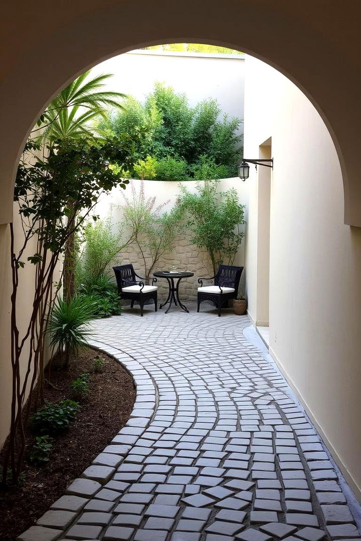 Curved Pathway Designs - 22 cobblestone patio ideas