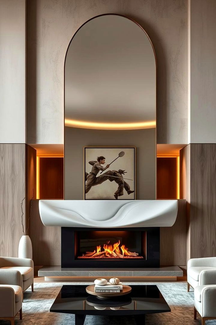 Curved Sophistication - 22 Mirror Over Fireplace Ideas