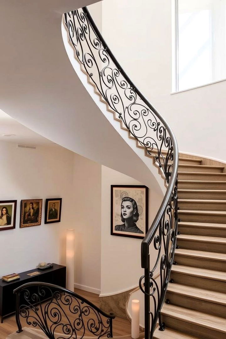 Curved Staircase with Sculptural Railing - 22 Curved Staircase Ideas