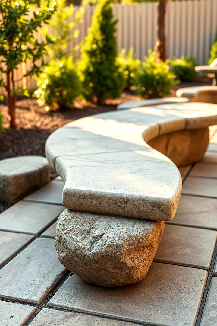 Curved Stone Bench Elegance - 22 Stone Porch Ideas