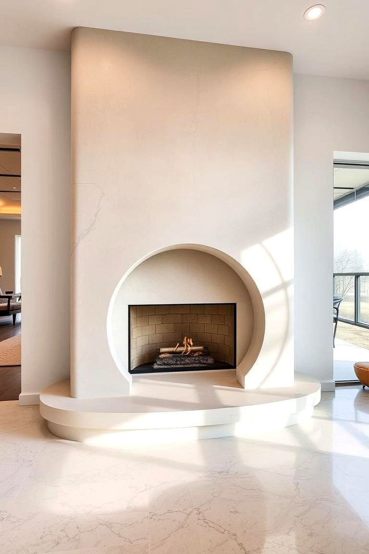 Curved Stucco Design Flair - 22 Stucco Fireplace Ideas