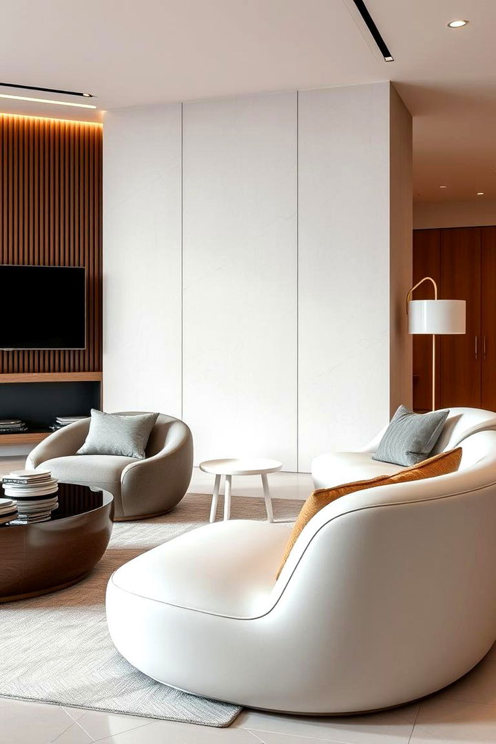 Curved and Contemporary Furniture - 22 Glam Living Room Ideas