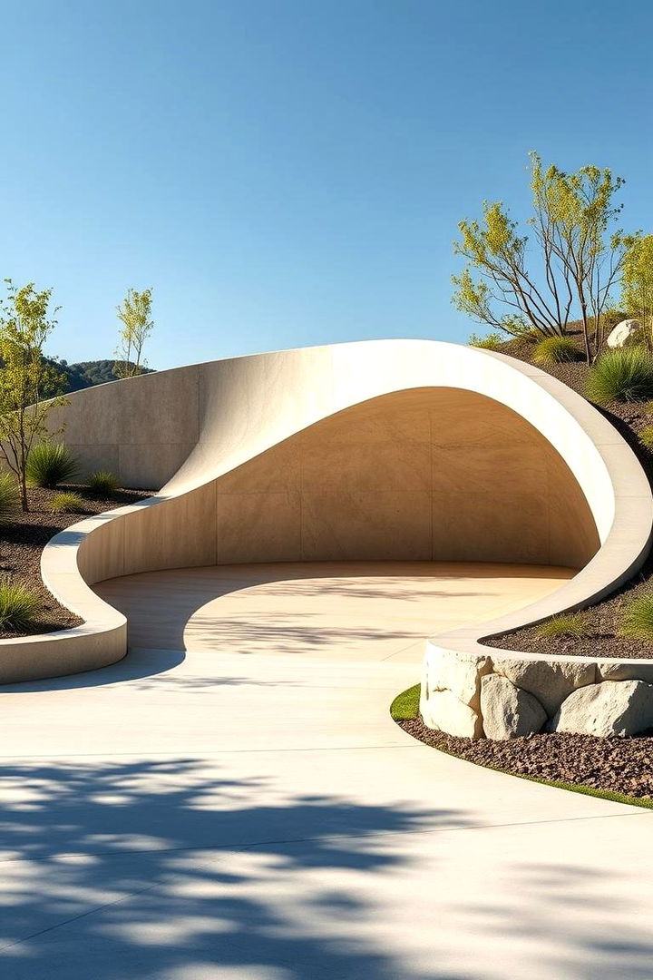 Curved and Fluid Shapes - 22 Concrete Driveway Ideas