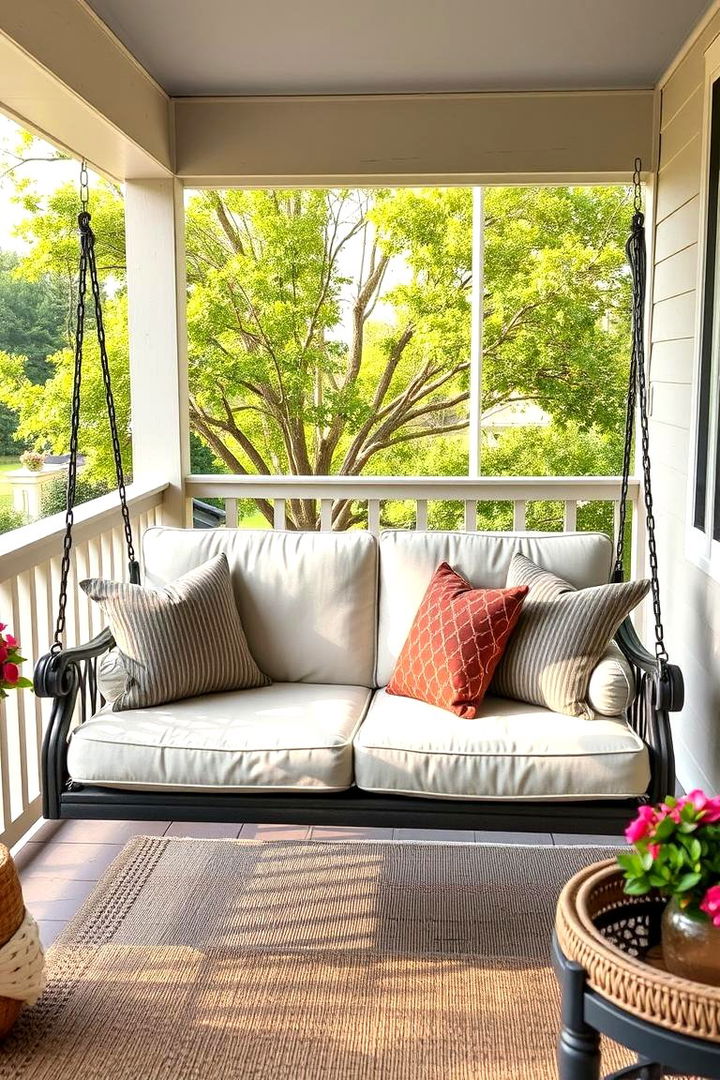 Cushioned Comfy Swing - 22 Front Porch Swing Ideas