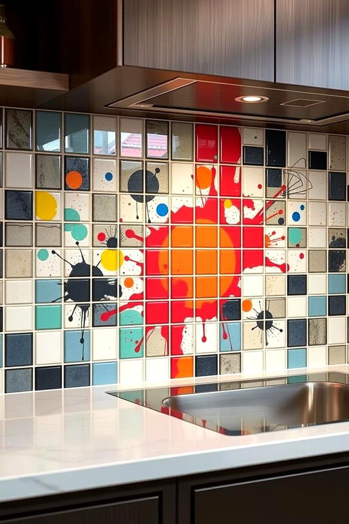 Custom Abstract Art Expressions - 22 Bathroom Backsplash Ideas