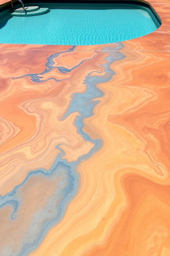 Custom Acid Staining Technique - 22 Concrete Pool Deck Ideas