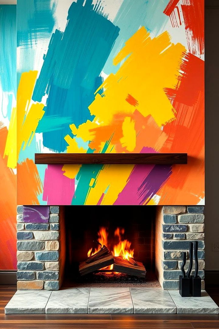 Custom Artistic Murals - 22 Fireplace Accent Wall Ideas