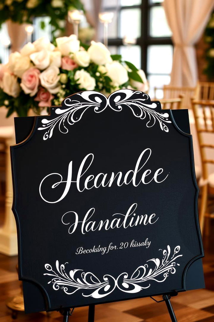 Custom Black Signage - 22 Black-Themed Wedding Ideas