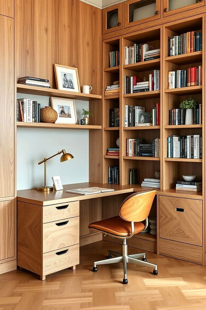 Custom Bookshelf and Desk Integration - 22 Built-in Desk Ideas
