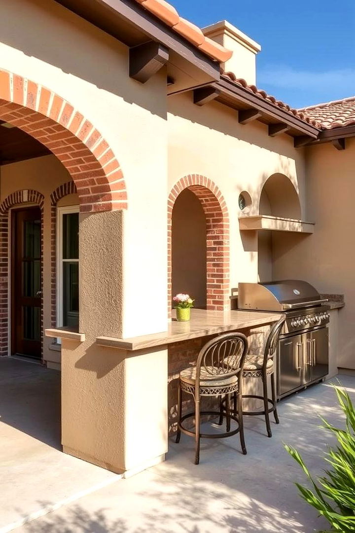 Custom Brick Accents - 22 Stucco Outdoor Kitchen Ideas